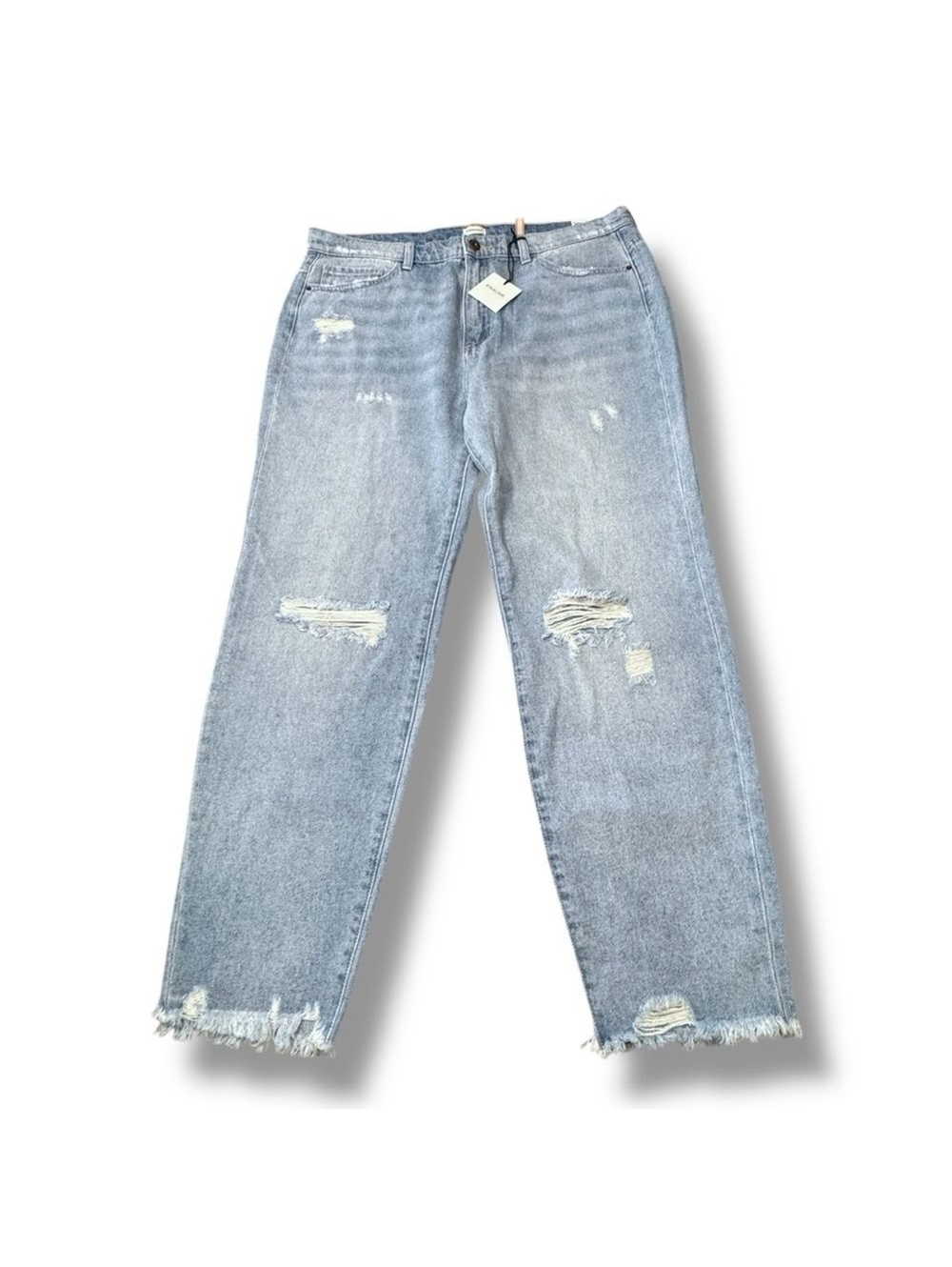 NWT Sneak Peek Sexy Boyfriend Distressed Raw Hem Denim Blue Jeans Women’s Sz 31
